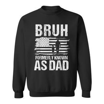 Bruh Formerly Known As Dad Father's Day Retro American Flag Sweatshirt - Thegiftio UK