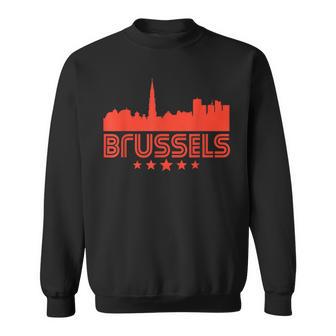 Brussels Belgium Skyline Retro Style Sweatshirt - Monsterry AU