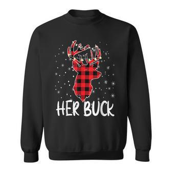 Her Buck His Doe Reindeer Xmas Matching Couples Christmas Sweatshirt - Thegiftio UK