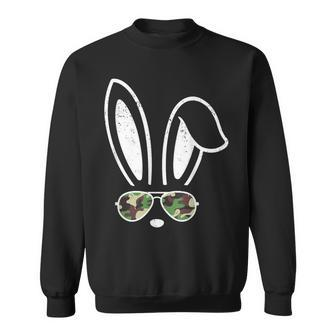 Bunny Ears Retro Sunglasses Easter Camo Camouflage Sweatshirt | Mazezy