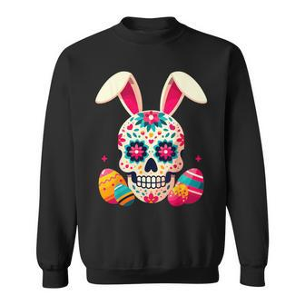Bunny Sugar Skull Rabbit La Catrina Easter Day Of Dead Sweatshirt - Seseable