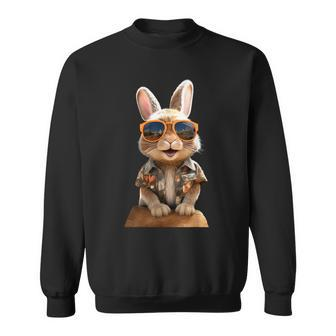 Bunny With Sunglasses Rabbit Brown Hare Cute Bunnies Sweatshirt - Thegiftio UK
