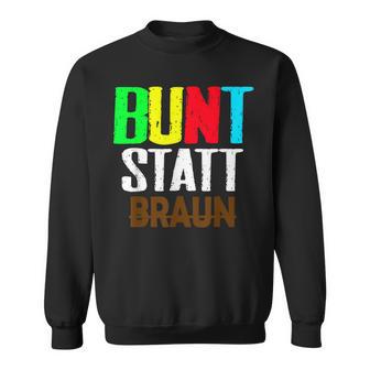 Bunt Statt Braun Sweatshirt, Farbblock-Schrift Design, Schwarzes Tee - Seseable