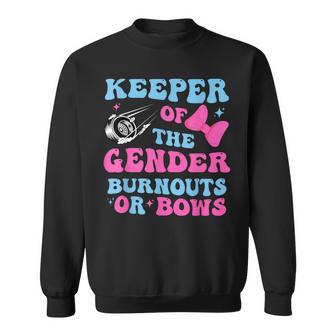 Burnouts Or Bows Keeper Of Gender Baby Reveal Party Sweatshirt - Monsterry UK