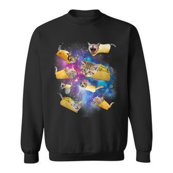 Burrito Pizza And Taco Cat In Space Tacocat Idea Sweatshirt - Thegiftio UK