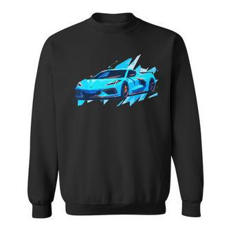C8 Retro Rapid Blue Supercar Sports Car Vintage C8 Sweatshirt - Monsterry