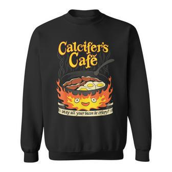 Calcifer's Cafe May All Your Bacon & Eggs Be Crispy Cooking Sweatshirt - Monsterry