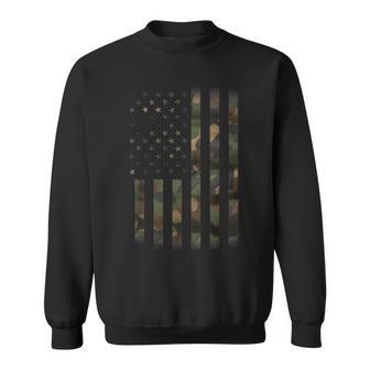 Camo American Flag With Tactical Military Green Camouflage Sweatshirt - Monsterry