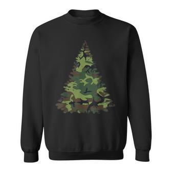 Camo Christmas Tree Camouflage Tree Veteran Sweatshirt - Monsterry