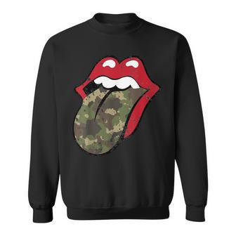Camo Lips And Tongue Military 4Th Of July Sweatshirt - Monsterry