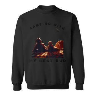 Camping With My Best Bud Sweatshirt - Monsterry