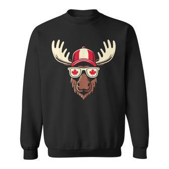 Canada Day Canadian Flag Maple Leaf Moose Sunglasses Sweatshirt - Monsterry UK