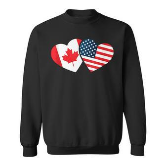 Canada Usa Flag Heart Canadian Americans Love Cute Sweatshirt - Monsterry