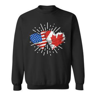 Canada Usa Friendship Heart With Flags Matching Sweatshirt - Monsterry UK