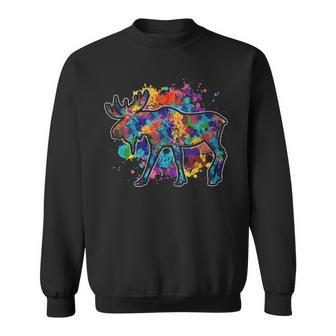 Canadian Moose Lover Forest Wildlife Animal Colorful Moose Sweatshirt - Monsterry