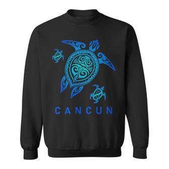 Cancun Mexico Sea Blue Tribal Turtle Sweatshirt - Monsterry AU
