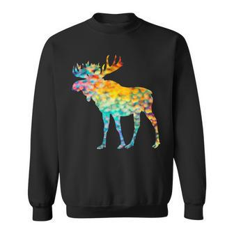 Candian Moose Abstrast Colorful Bright Group Sweatshirt - Monsterry AU