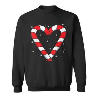 Candy Cane Hearts Christmas Xmas Holidays Santa Sweatshirt | Mazezy