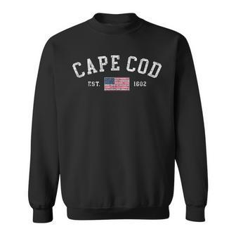 Cape Cod Massachusetts Us Flag Est 1602 Vacation Souvenir Sweatshirt - Monsterry DE