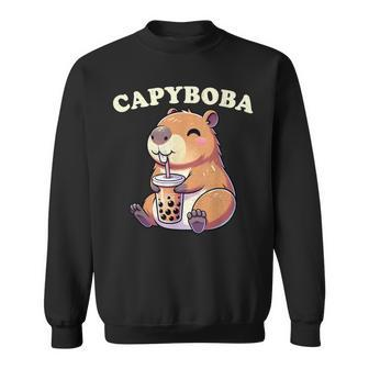 Capybara Capybara Rodent Capyboba Boba Milk Tea Sweatshirt - Seseable