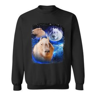 Capybara Meme Moon Capybaras Vintage Kawaii Sweatshirt - Seseable