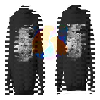 Capybaras Galaxy Earth And Moon Sweatshirt - Thegiftio UK