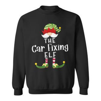 Car Fixing Elf Group Christmas Pajama Party Sweatshirt - Monsterry
