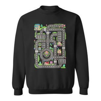 Car Road On Dad Back Fathers Day Play With Son Sweatshirt - Thegiftio UK
