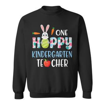 Carrot Bunny Happy Easter Day One Hoppy Kindergarten Teacher Sweatshirt - Monsterry DE