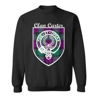 Carter Surname Last Name Scottish Clan Tartan Badge Crest Sweatshirt - Seseable