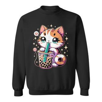 Cat Boba Japanese Kawaii Anime Kitty Bubble Tea Neko N Sweatshirt - Monsterry UK