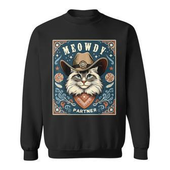 Cat Cowboy Mashup Meowdy Partner Poster Western Sweatshirt | Mazezy