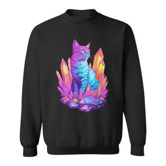 Cat With Crystals Sweatshirt - Seseable