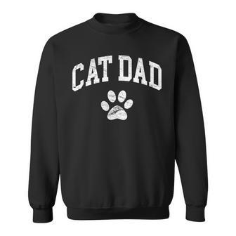 Cat Dad Vintage Distressed Cat Paw Sweatshirt | Mazezy