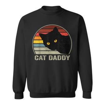 Cat Daddy Vintage Cat 80S Retro Style For Men Cat Dad Sweatshirt - Thegiftio UK