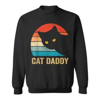 Cat Daddy Vintage Retro Black Cats Dad Fathers Day Sweatshirt - Monsterry