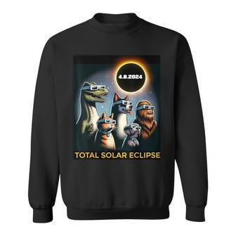 Cat Dog Bigfoot Eclipse Glasses Total Solar Eclipse 2024 Sweatshirt - Seseable