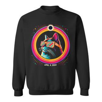 Cat In Eclipse Glasses Totality 2024 Total Solar Eclipse Sweatshirt | Mazezy