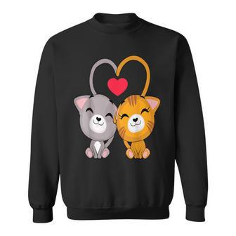 Cat Heart Valentines Day Cute Kitten Kitty V-Day Pajama Sweatshirt - Monsterry UK