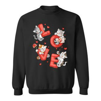 Cat Kitten Love Valentines Day Couples Cute Cat Lover Heart Sweatshirt - Thegiftio UK