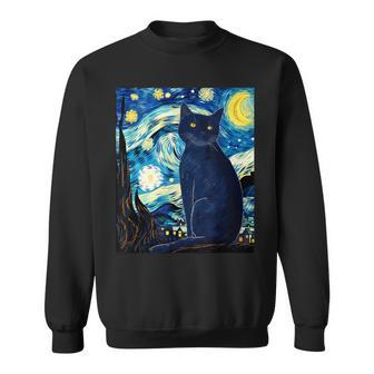 Cat Lover Vincent Van Gogh Inspired Starry Night Sweatshirt - Thegiftio UK