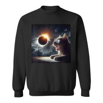Cat Observes The Total Solar Sun Eclipse 80424 2024 Sweatshirt | Mazezy