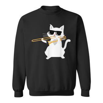 Cat Playing Trombone Sweatshirt - Monsterry CA