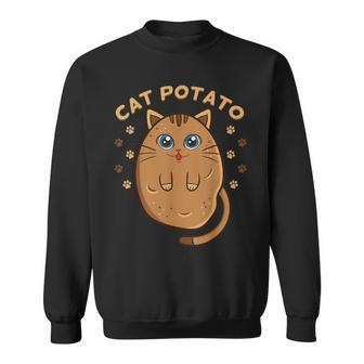 Cat Potato Spud Keto Vegan Lover Root Vegetable Tater Sweatshirt - Monsterry