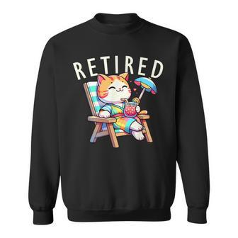 Cat Retired Retirement Plan Meow Animal Lover Sweatshirt - Monsterry CA