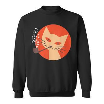 Cat Smoking Pipe Retro Vintage Matchbox Sweatshirt - Monsterry UK