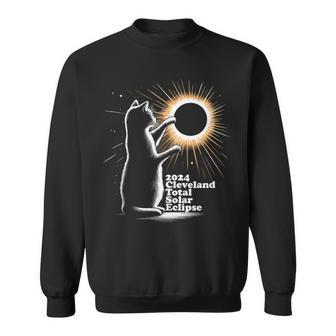 Cat Solar Eclipse Cleveland 8 April 2024 Souvenir Sweatshirt - Monsterry UK