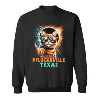 Cat Taking A Selfie Total Eclipse 2024 Pflugerville Texas Sweatshirt - Monsterry