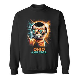 Cat Taking A Selfie Total Solar Eclipse 2024 Ohio Sweatshirt - Monsterry CA