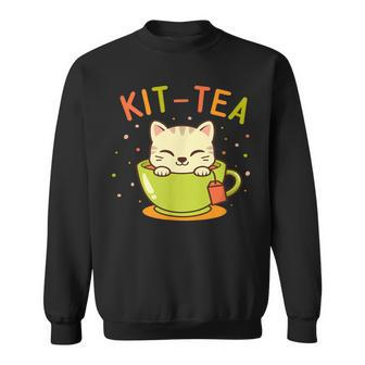 Cat Teacup Cute Kawaii Style Cat Kit-Tea Kitty Pun Sweatshirt - Thegiftio UK